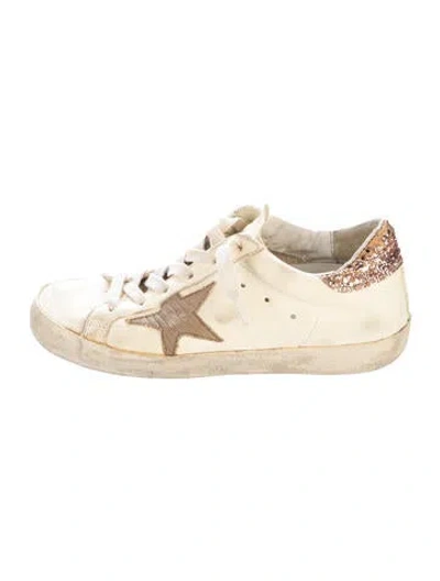 Pre-owned Golden Goose Leather Glitter Accents Sneakers In Multi