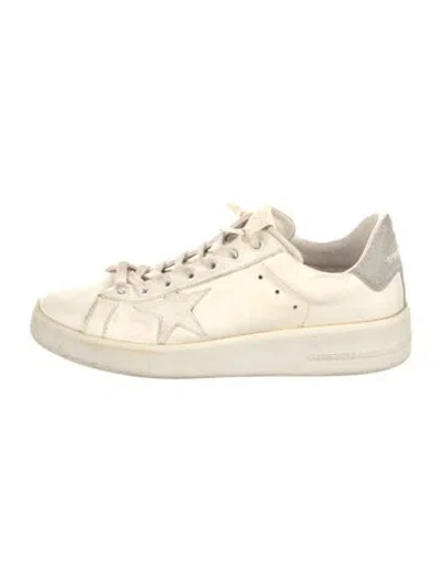Pre-owned Golden Goose Leather Glitter Accents Sneakers In Neutral