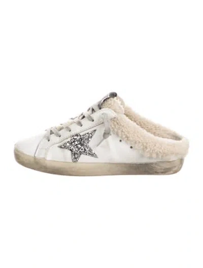 Pre-owned Golden Goose Leather Glitter Accents Sneakers In Neutral