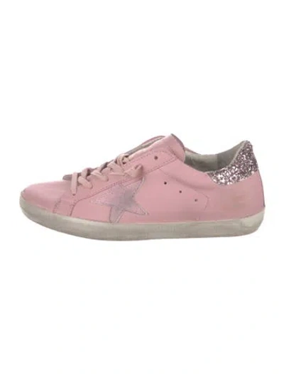 Pre-owned Golden Goose Leather Glitter Accents Sneakers In Pink