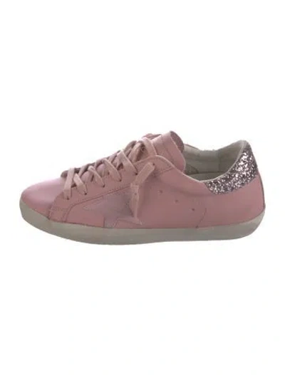 Pre-owned Golden Goose Leather Glitter Accents Sneakers In Pink