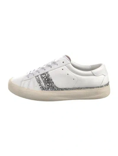 Pre-owned Golden Goose Leather Glitter Accents Sneakers In White