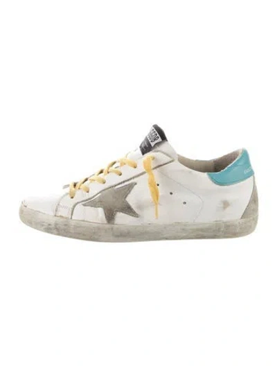 Pre-owned Golden Goose Leather Glitter Accents Sneakers In White