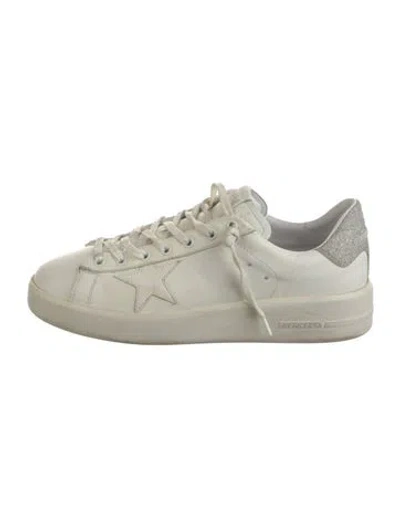 Pre-owned Golden Goose Leather Glitter Accents Sneakers In White