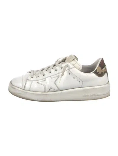 Pre-owned Golden Goose Leather Glitter Accents Sneakers In White