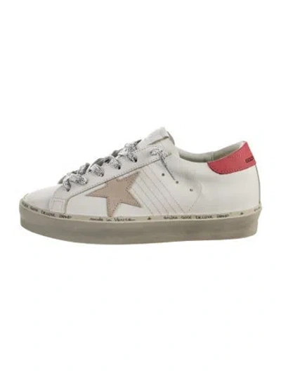Pre-owned Golden Goose Leather Glitter Accents Sneakers In White