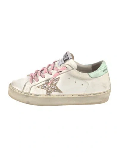 Pre-owned Golden Goose Leather Glitter Accents Sneakers In White