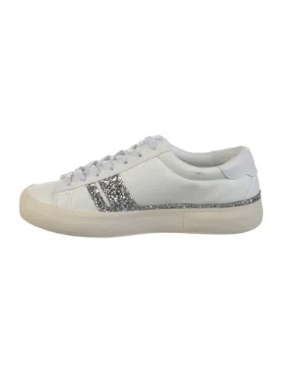 Pre-owned Golden Goose Leather Glitter Accents Sneakers In White