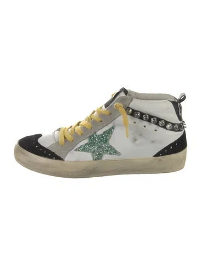 Pre-owned Golden Goose Leather Glitter Accents Sneakers In White