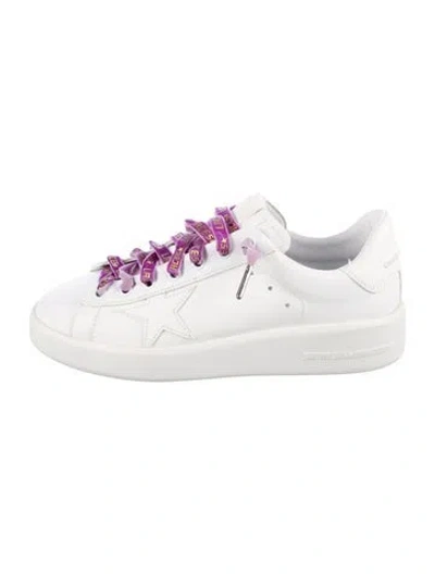 Pre-owned Golden Goose Leather Glitter Accents Sneakers In White