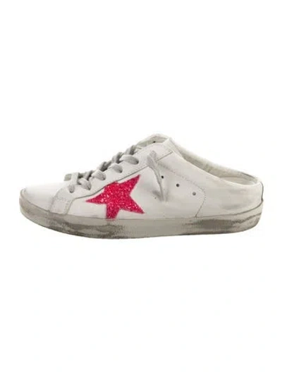 Pre-owned Golden Goose Leather Glitter Accents Sneakers In White