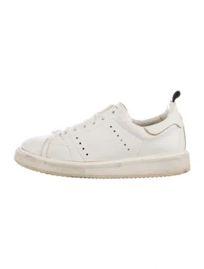 Pre-owned Golden Goose Leather Glitter Accents Sneakers In White