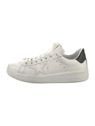 Pre-owned Golden Goose Leather Glitter Accents Sneakers In White