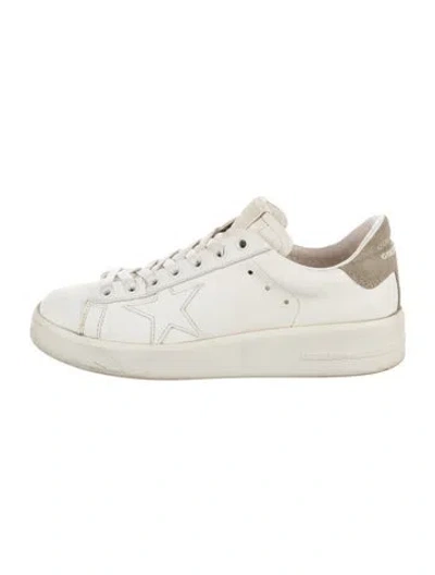 Pre-owned Golden Goose Leather Glitter Accents Sneakers In White