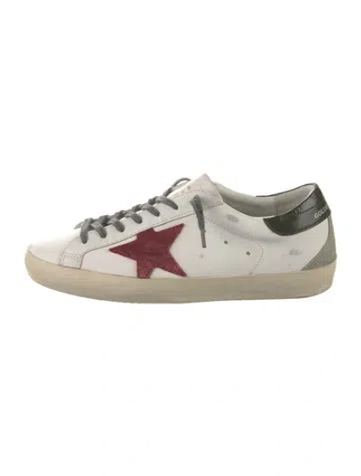 Pre-owned Golden Goose Leather Glitter Accents Sneakers In White