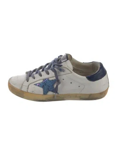 Pre-owned Golden Goose Leather Glitter Accents Sneakers In White