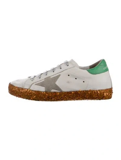 Pre-owned Golden Goose Leather Glitter Accents Sneakers In White