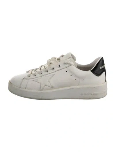Pre-owned Golden Goose Leather Glitter Accents Sneakers In White