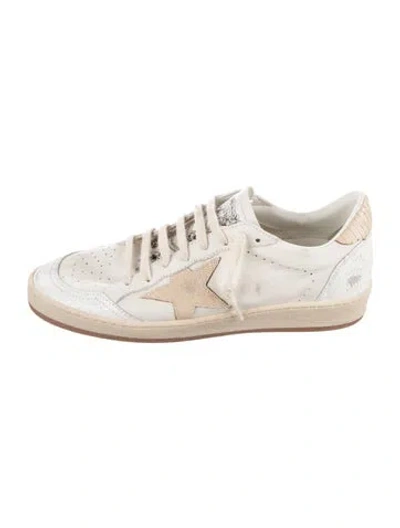 Pre-owned Golden Goose Leather Glitter Accents Sneakers In White
