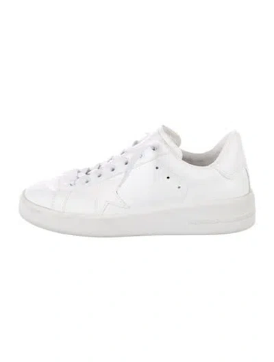 Pre-owned Golden Goose Leather Glitter Accents Sneakers In White