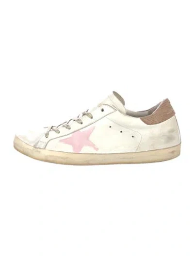 Pre-owned Golden Goose Leather Glitter Accents Sneakers In White