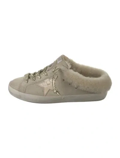 Pre-owned Golden Goose Leather Glitter Accents Sneakers In White