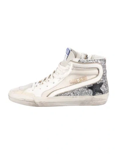 Pre-owned Golden Goose Leather Glitter Accents Wedge Sneakers