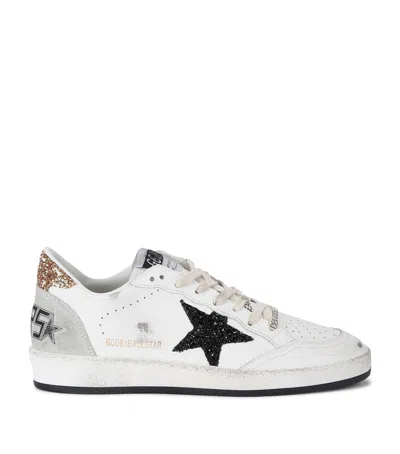 GOLDEN GOOSE LEATHER-GLITTER BALL STAR SNEAKERS