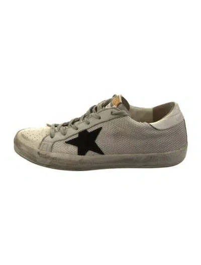 Pre-owned Golden Goose Leather Graphic Print Sneakers In Neutral