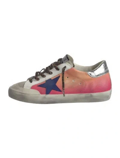 Pre-owned Golden Goose Leather Graphic Print Sneakers In Orange