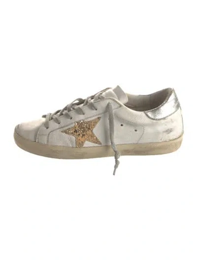 Pre-owned Golden Goose Leather Graphic Print Sneakers In White