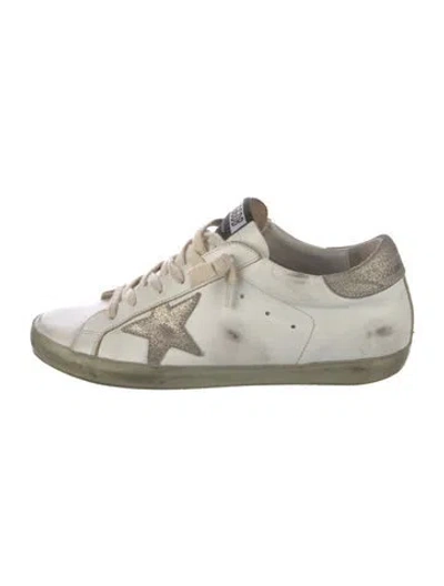 Pre-owned Golden Goose Leather Graphic Print Sneakers In White