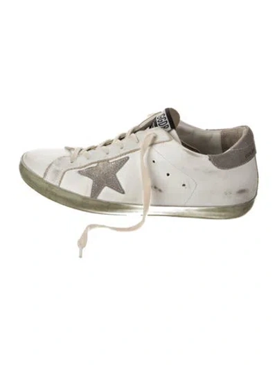 Pre-owned Golden Goose Leather Graphic Print Sneakers In White