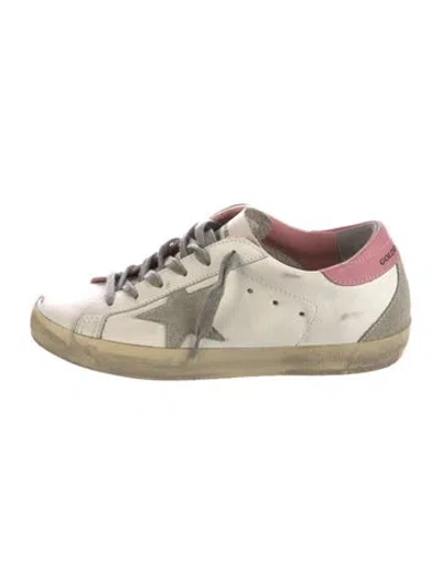 Pre-owned Golden Goose Leather Graphic Print Sneakers In White
