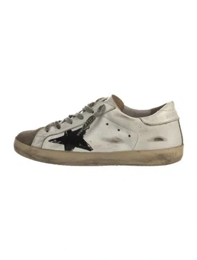 Pre-owned Golden Goose Leather Graphic Print Sneakers In White