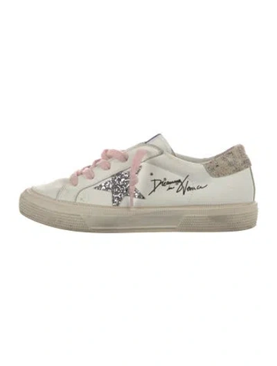 Pre-owned Golden Goose Leather Graphic Print Sneakers In White