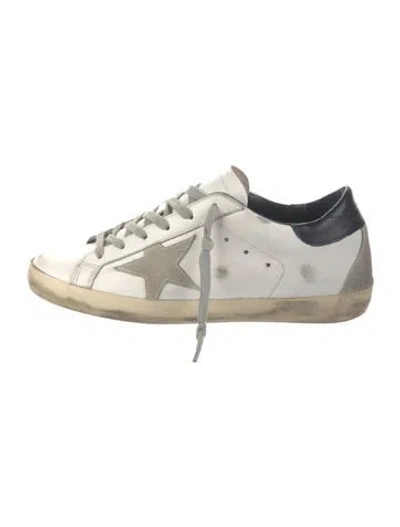 Pre-owned Golden Goose Leather Graphic Print Sneakers In White