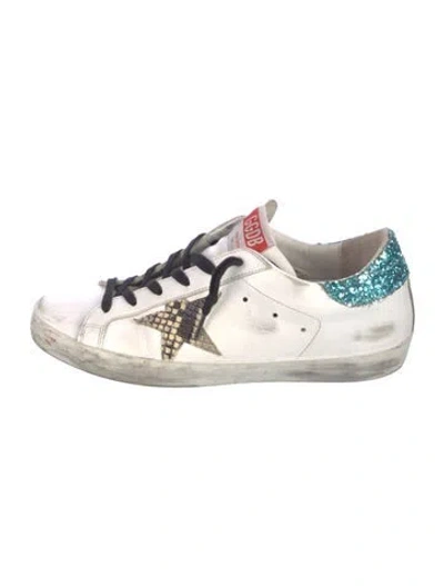 Pre-owned Golden Goose Leather Graphic Print Sneakers In White