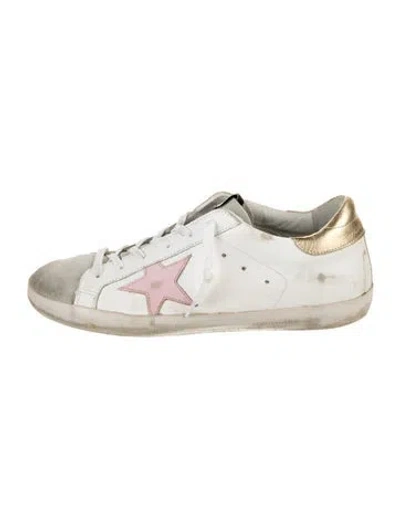 Pre-owned Golden Goose Leather Graphic Print Sneakers In White