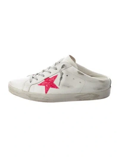 Pre-owned Golden Goose Leather Graphic Print Sneakers In White