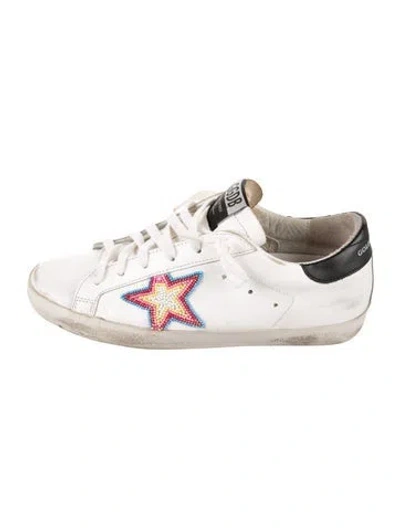 Pre-owned Golden Goose Leather Graphic Print Sneakers In White