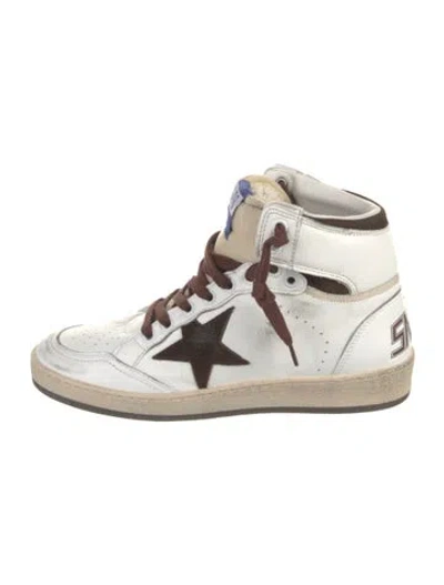 Pre-owned Golden Goose Leather Graphic Print Sneakers In White