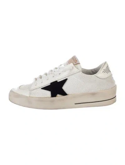 Pre-owned Golden Goose Leather Graphic Print Sneakers In White