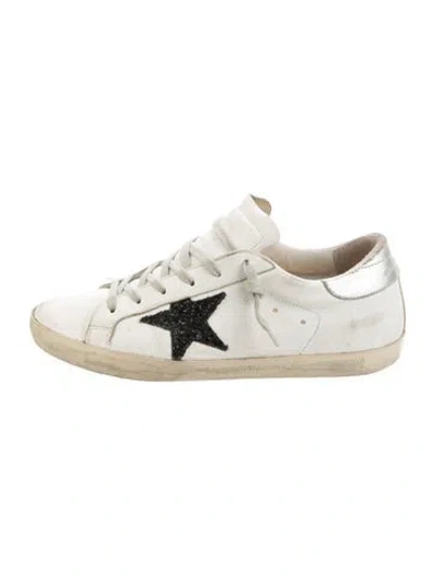 Pre-owned Golden Goose Leather Graphic Print Sneakers In White