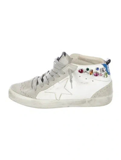 Pre-owned Golden Goose Leather Graphic Print Sneakers In White