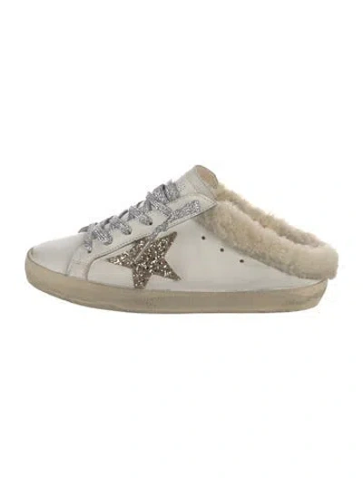 Pre-owned Golden Goose Leather Graphic Print Sneakers In White