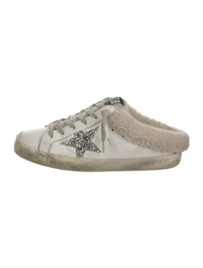 Pre-owned Golden Goose Leather Graphic Print Sneakers In White