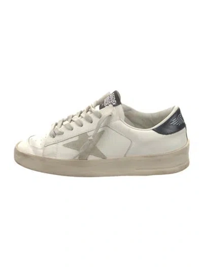 Pre-owned Golden Goose Leather Graphic Print Sneakers In White