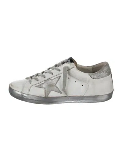 Pre-owned Golden Goose Leather Graphic Print Sneakers In White