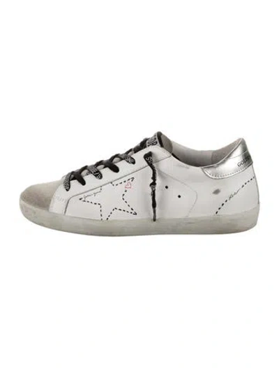 Pre-owned Golden Goose Leather Graphic Print Sneakers In White